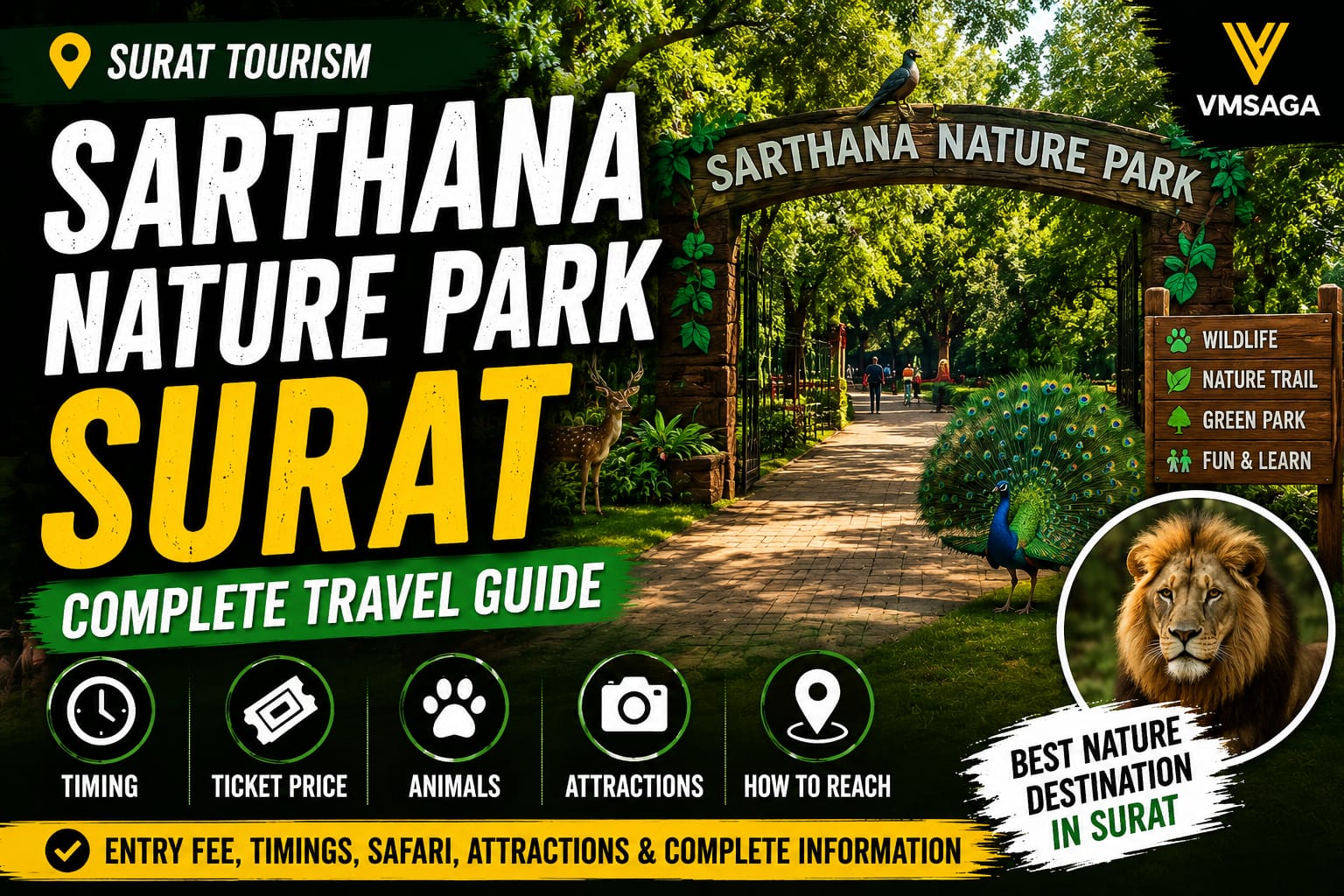 Sarthana Nature Park Surat: Timing, Ticket Price, Animals, Location & Complete Surat Travel Guide
