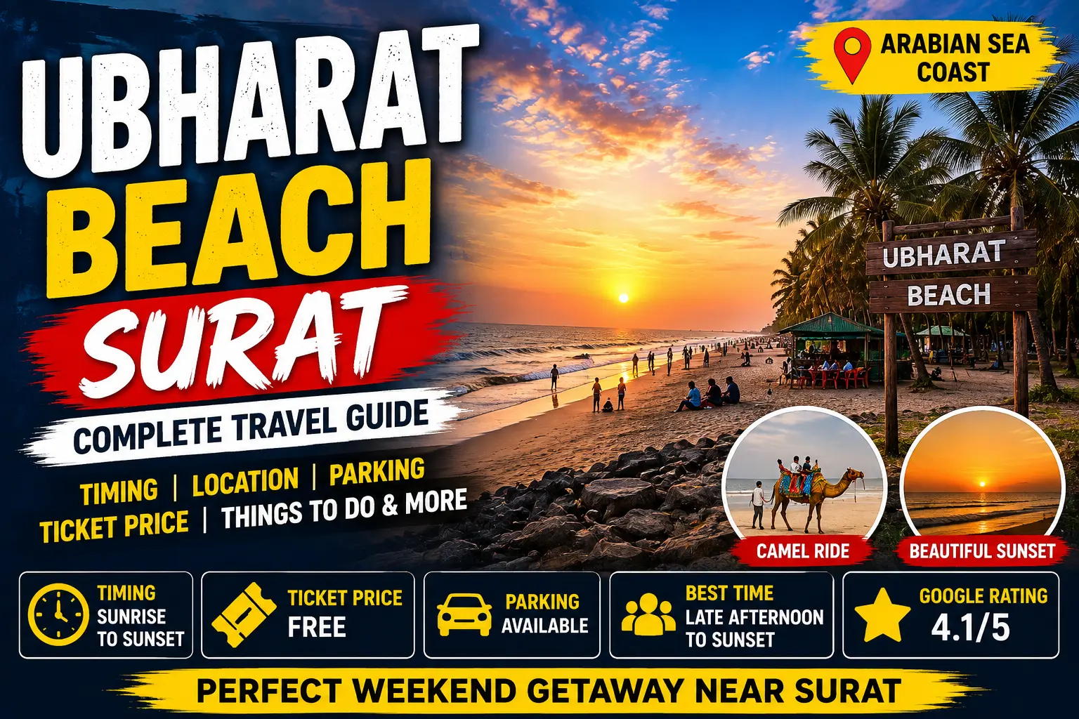 Ubharat Beach Surat Timing, Ticket Price, Address